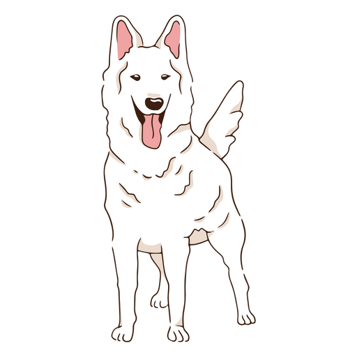 White shepherd happy dog PNG Design