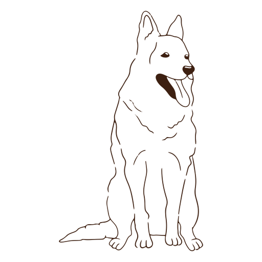 Weißer Schäferhund sitzt Schlaganfall PNG-Design