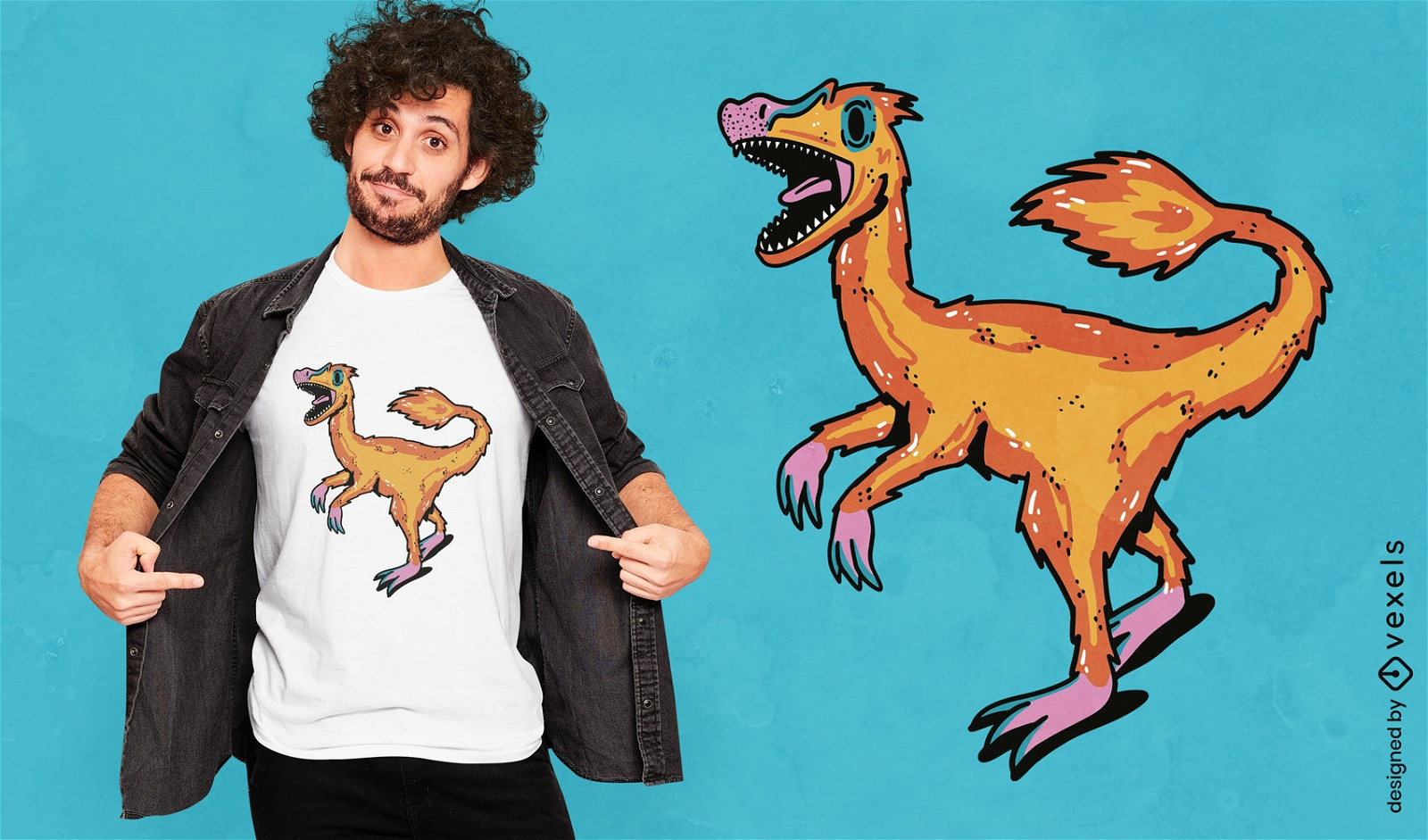 Dise?o de camiseta de personaje de dinosaurio Velociraptor