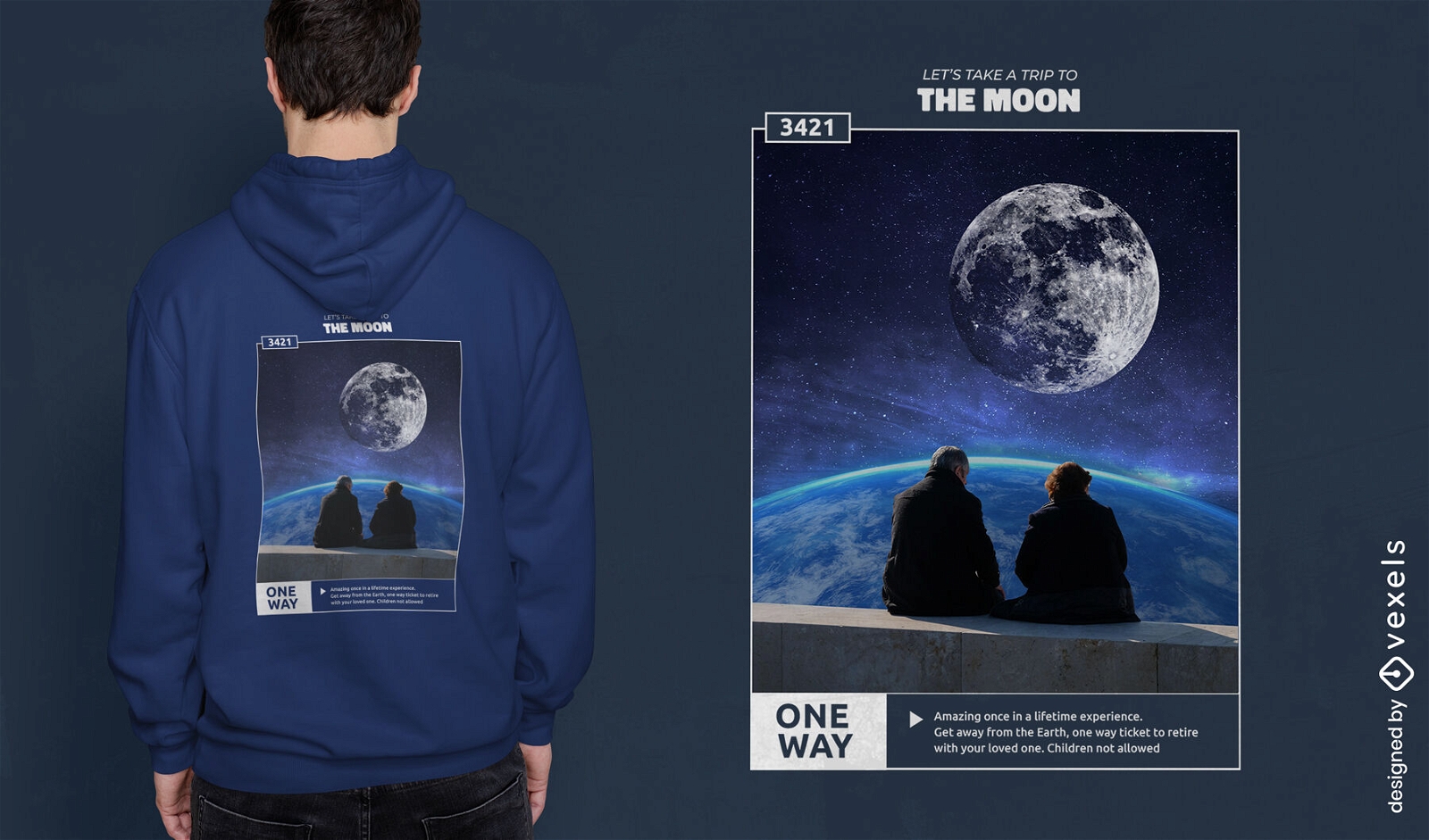 Altes Paar Mond PSD T-Shirt-Design