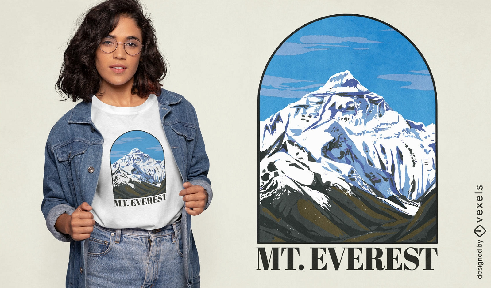 Diseño de camiseta con paisaje del Monte Everest