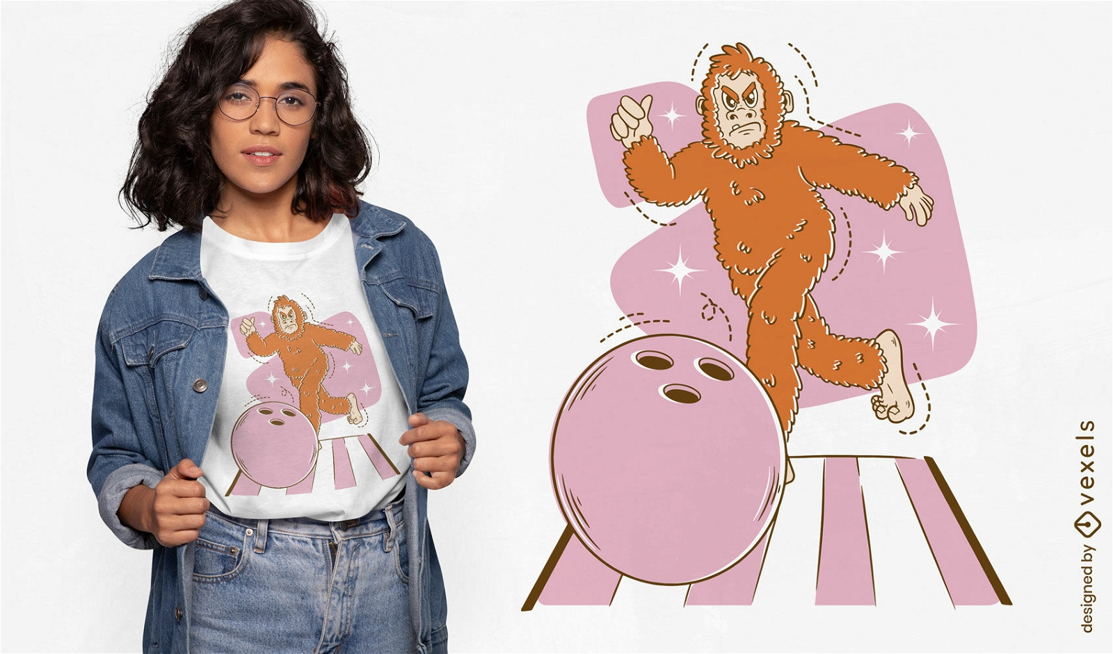 Bigfoot bowling t-shirt design