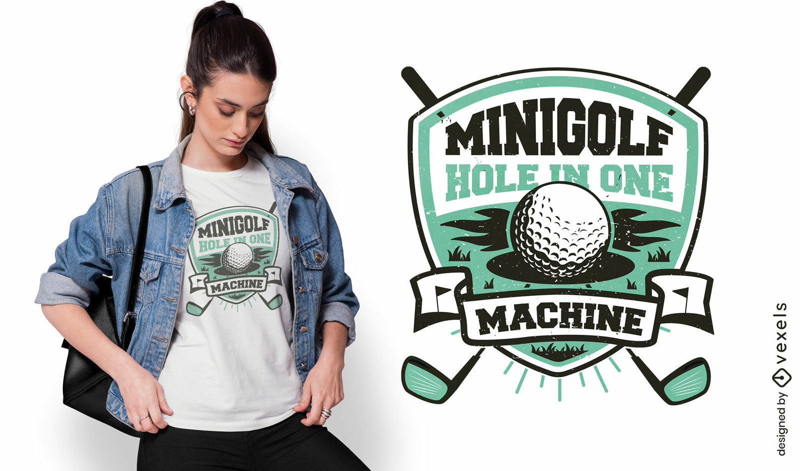 Diseño de camiseta con insignia de minigolf.