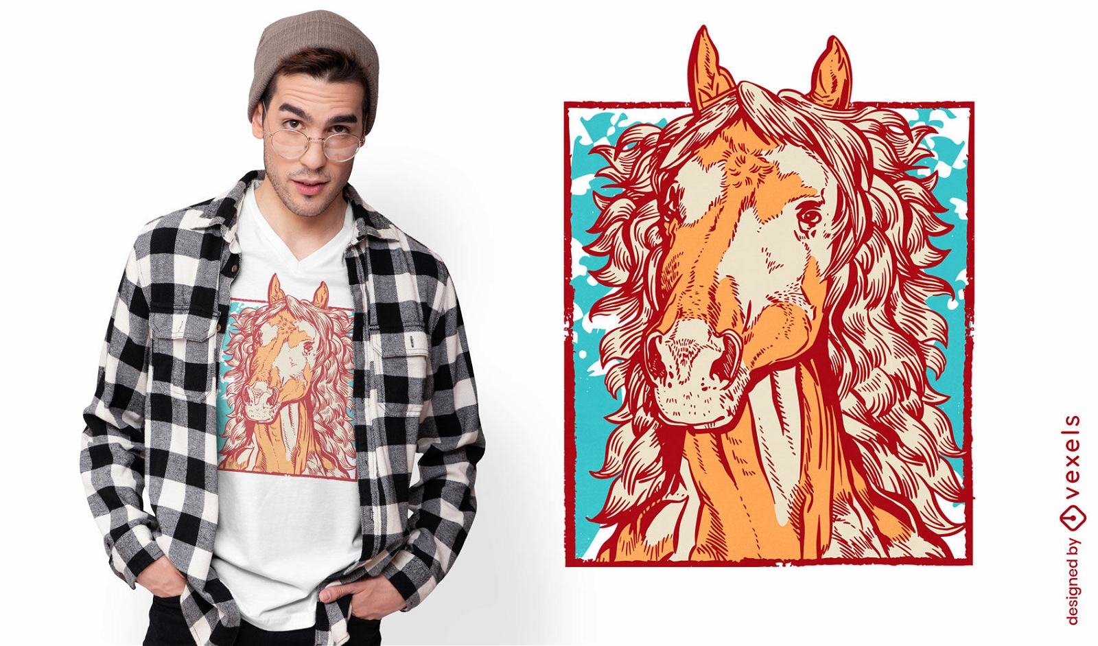 T-Shirt-Design mit Pferdekopf vorne