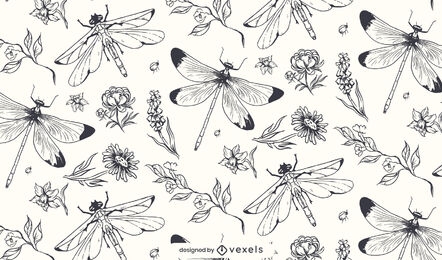 Dragonfly vintage pattern design