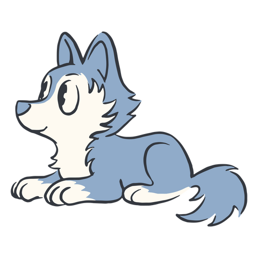 Sitting Wolf Cute Character PNG & SVG Design For T-Shirts
