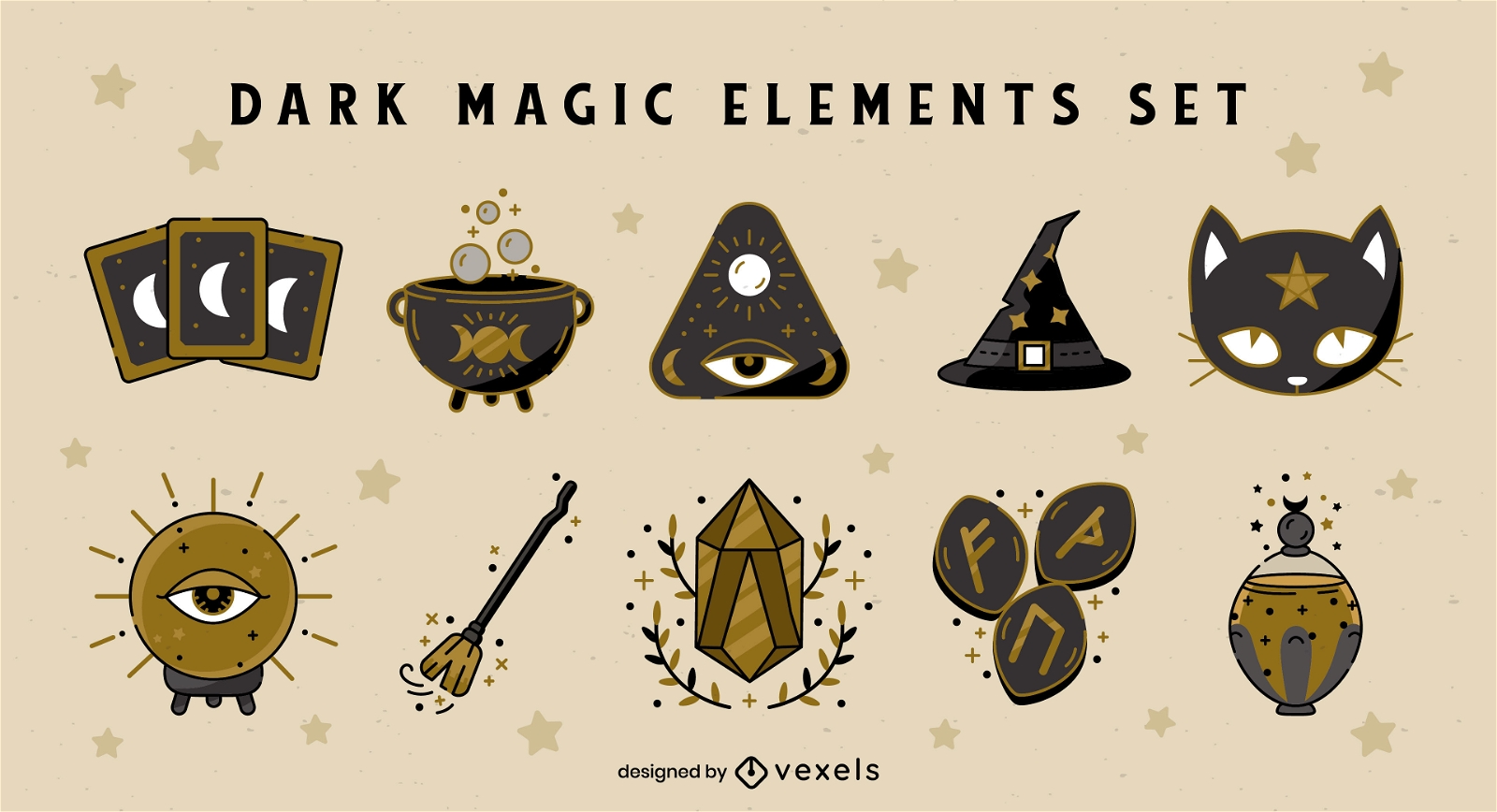 Conjunto de elementos de magia oscura