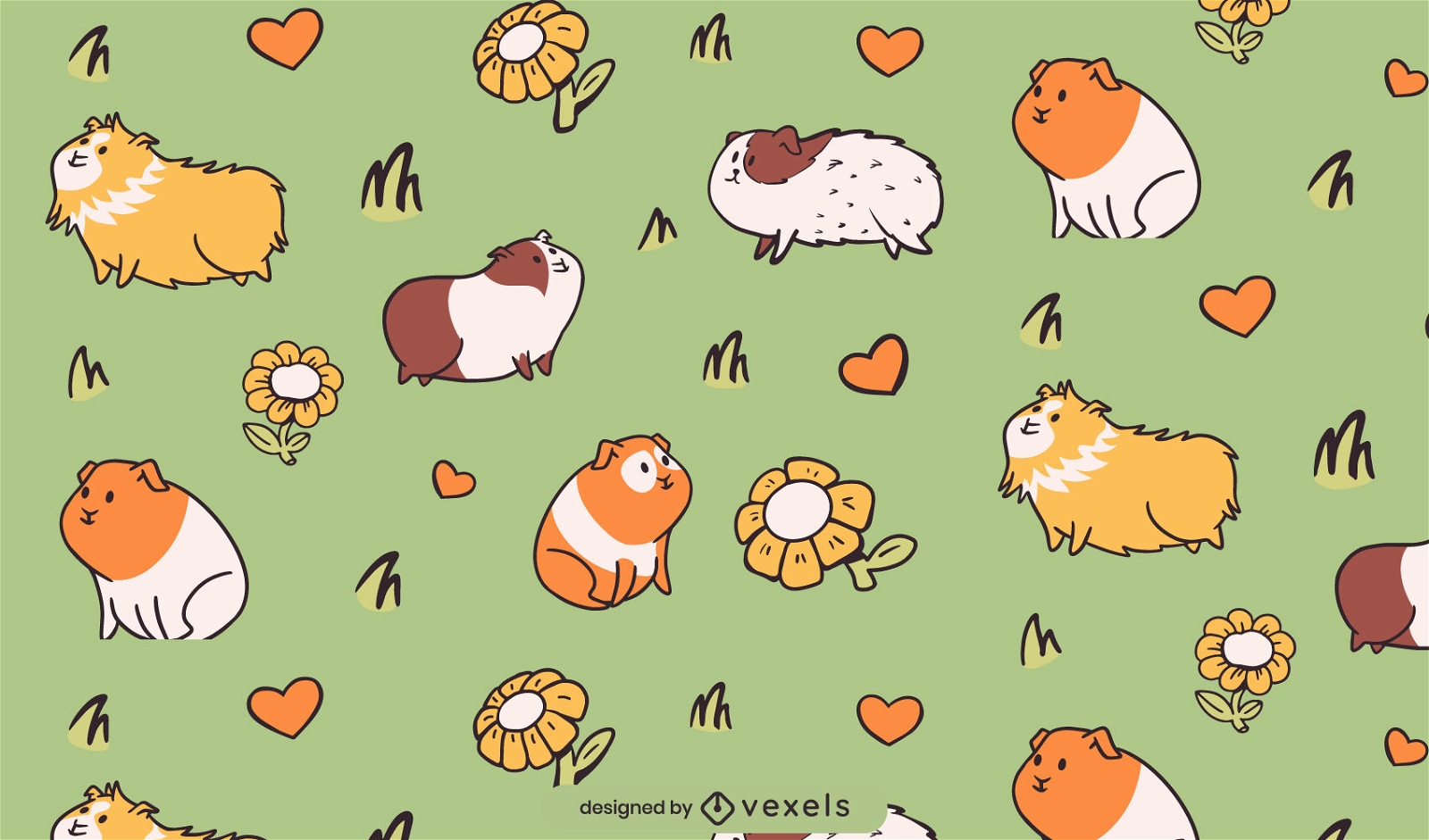 Guinea pigs tileable pattern design