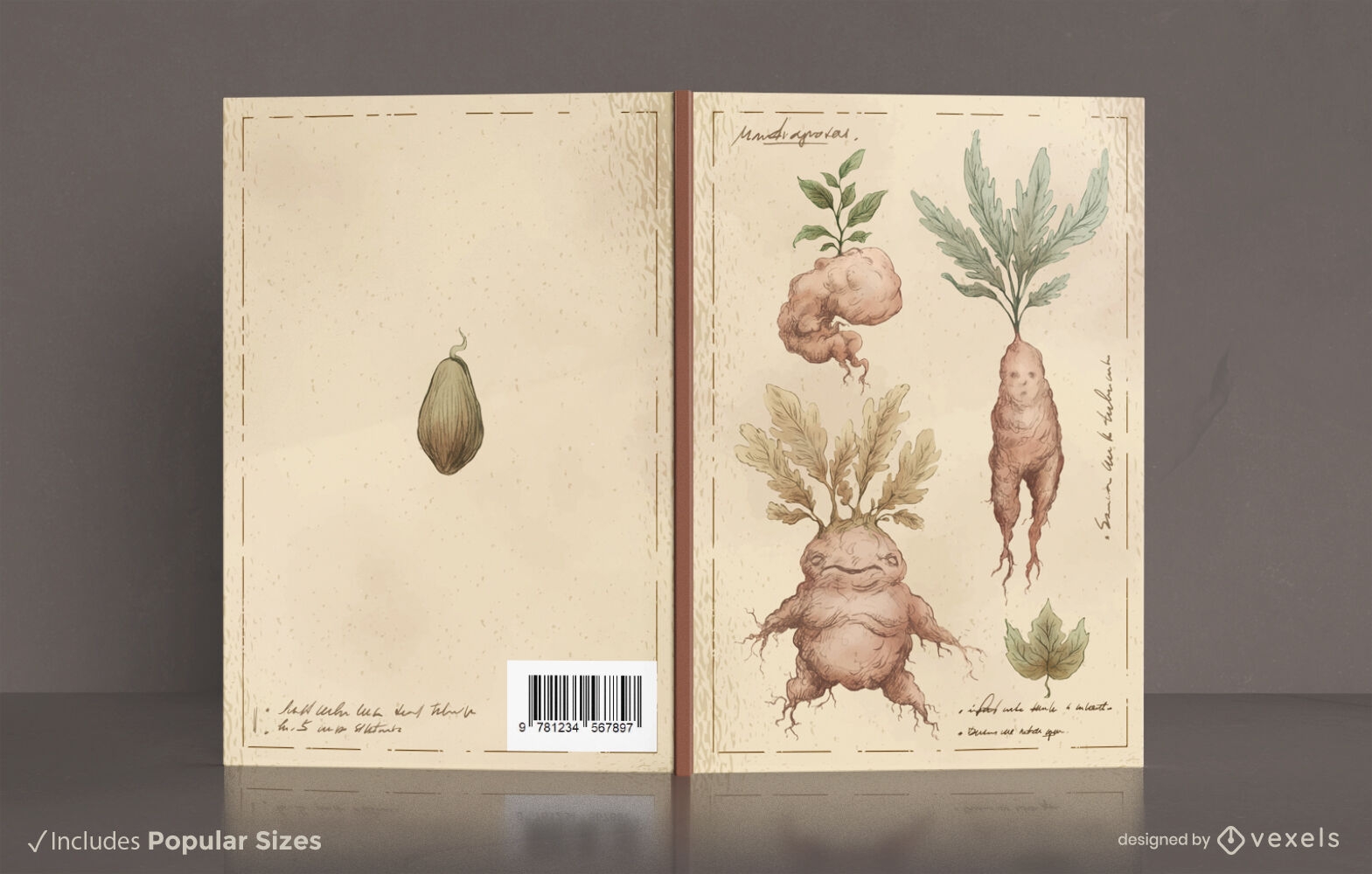 Design de capa de livro de natureza de planta mandr?gora