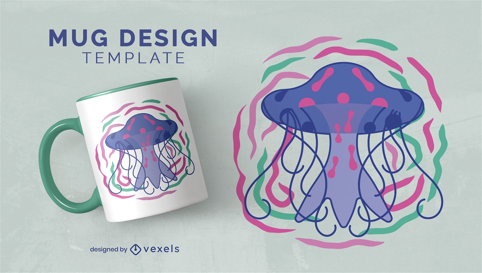 Lindo diseño de taza de medusas