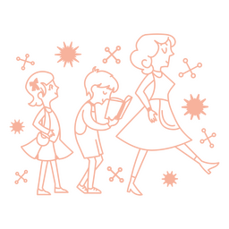 Nanny und Kinder füllten Hub Vintage PNG-Design