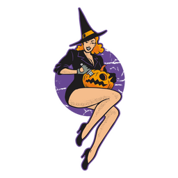 Witch woman Halloween character PNG Design