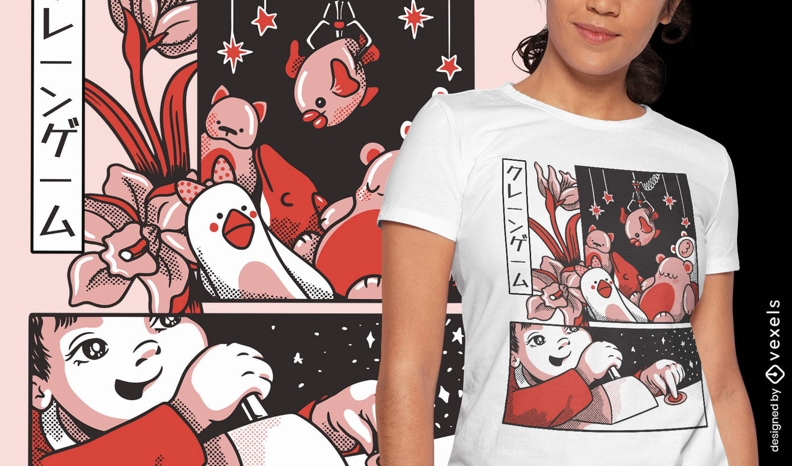 T-Shirt-Design f?r Kinder mit japanischer Klauenmaschine