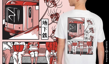 Japanese metro train t-shirt design