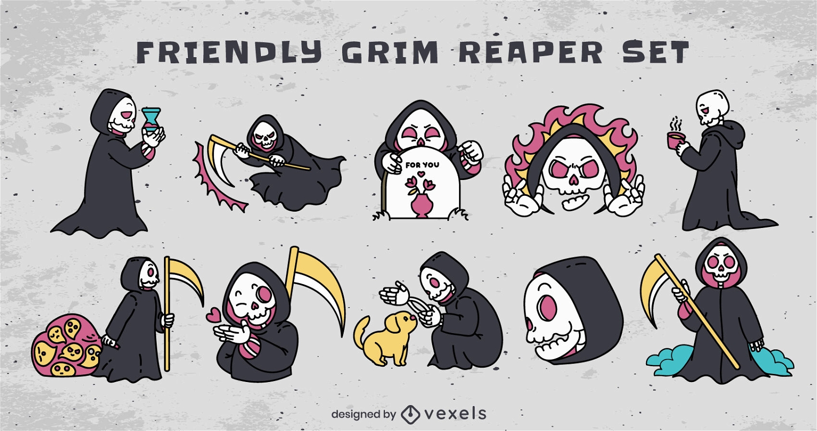 Friendly grim reaper character set