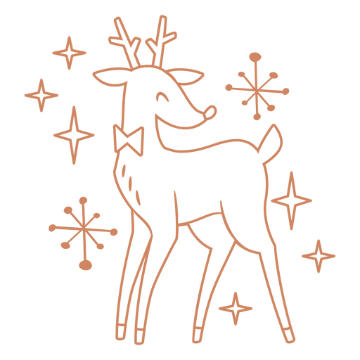Reindeer Christmas stroke PNG Design