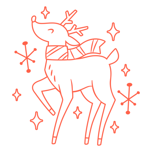 Reindeer holidays stroke PNG Design