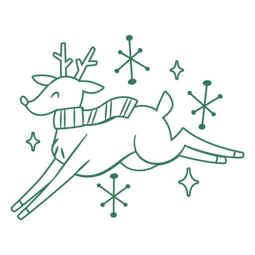 Holidays Santa's reindeer stroke PNG Design