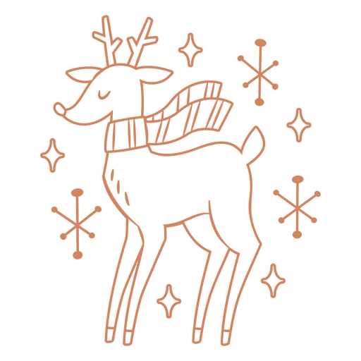 Holidays Christmas reindeer stroke PNG Design