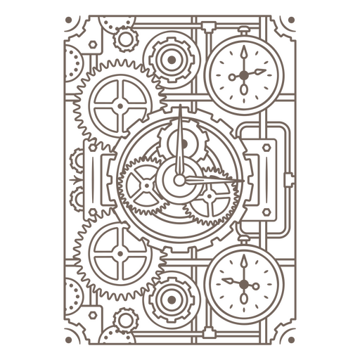 Designs with intricate gears in a Victorian-inspired style    PNG Design