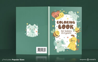 Diseño lindo de portada de libro de animales bebés