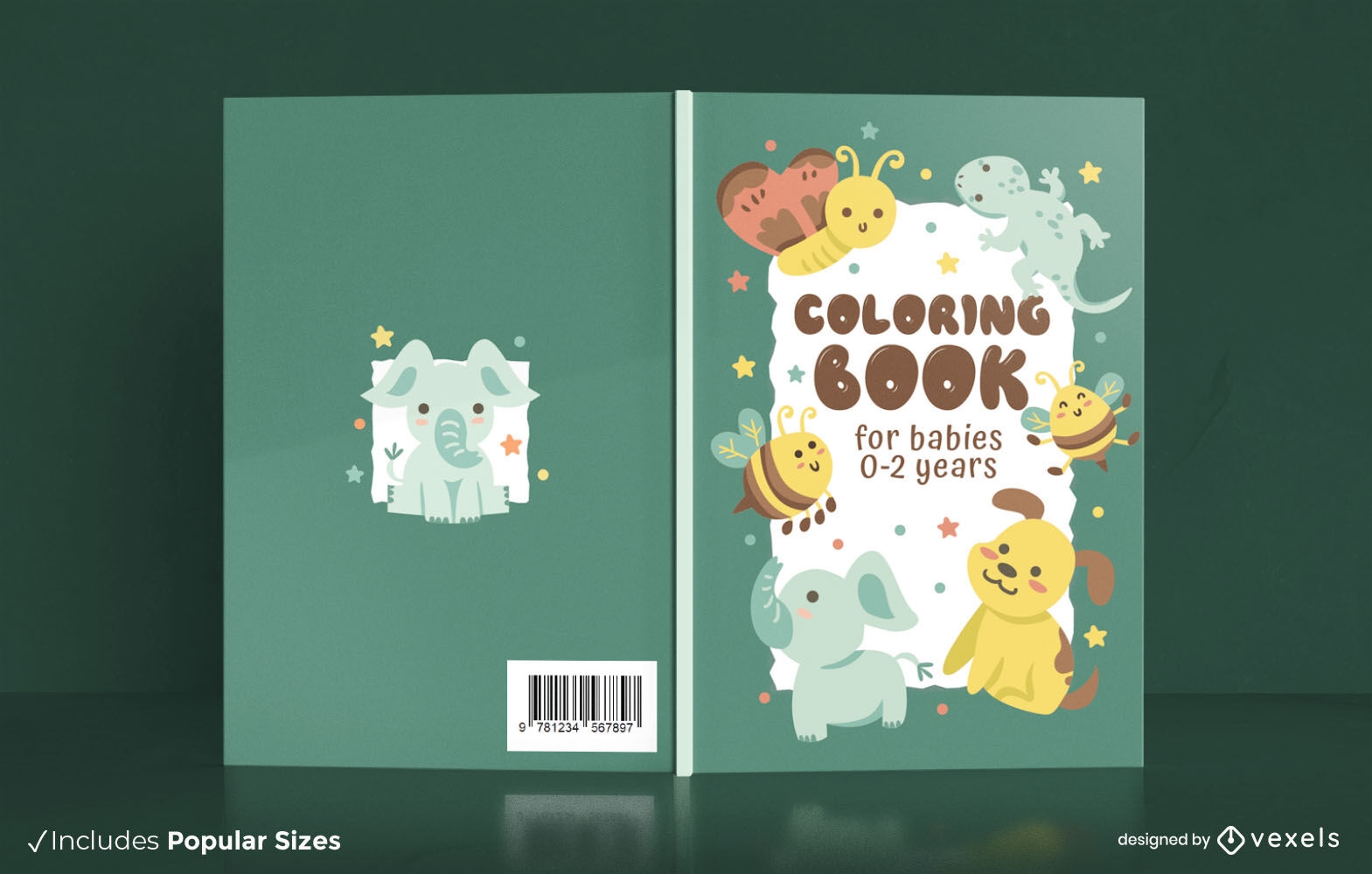 Design de capa de livro fofo de animais de beb?
