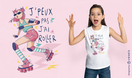 Garota no design de camiseta de patins