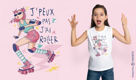 Mädchen im Rollschuh-T-Shirt-Design