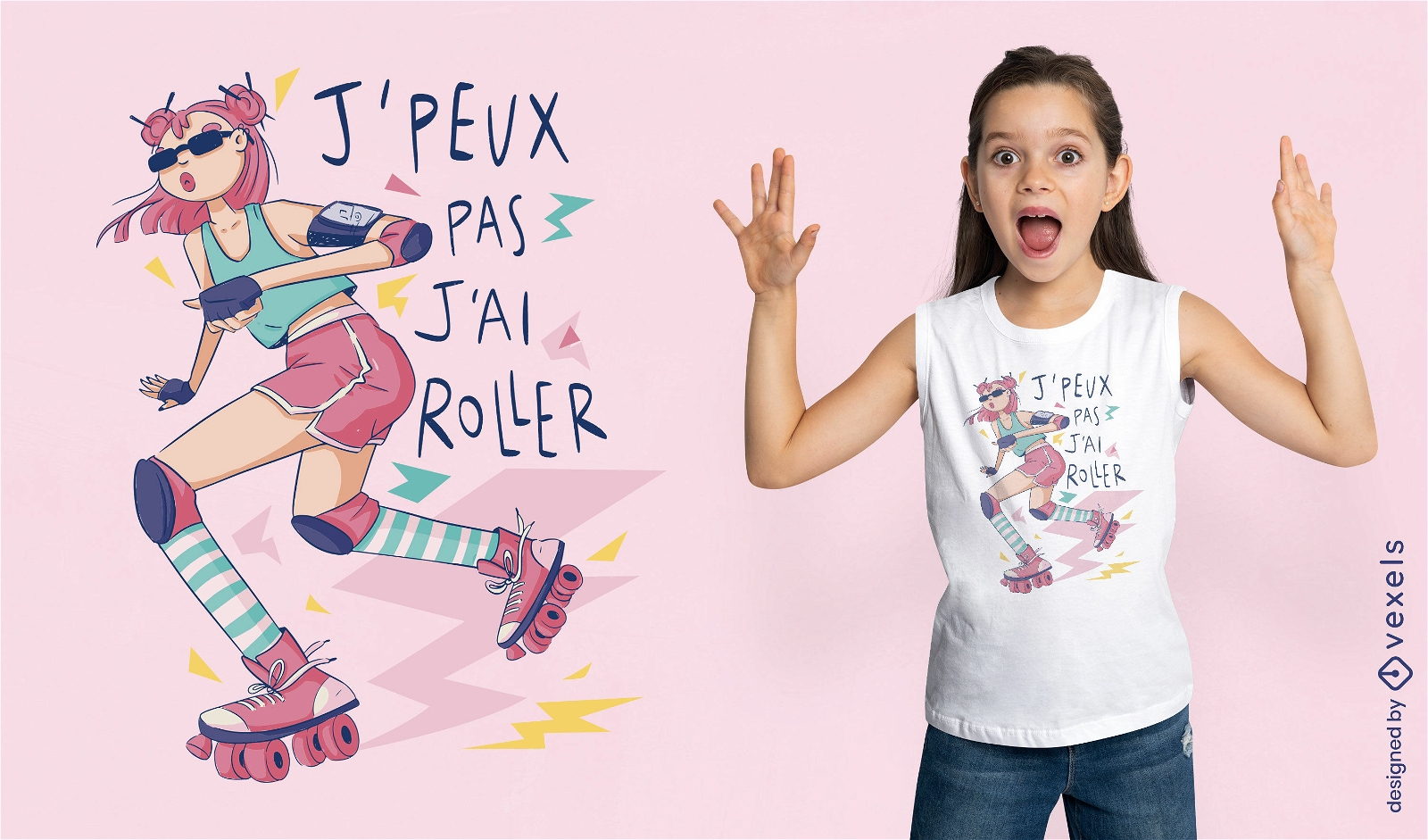 Girl in rollerskates t-shirt design