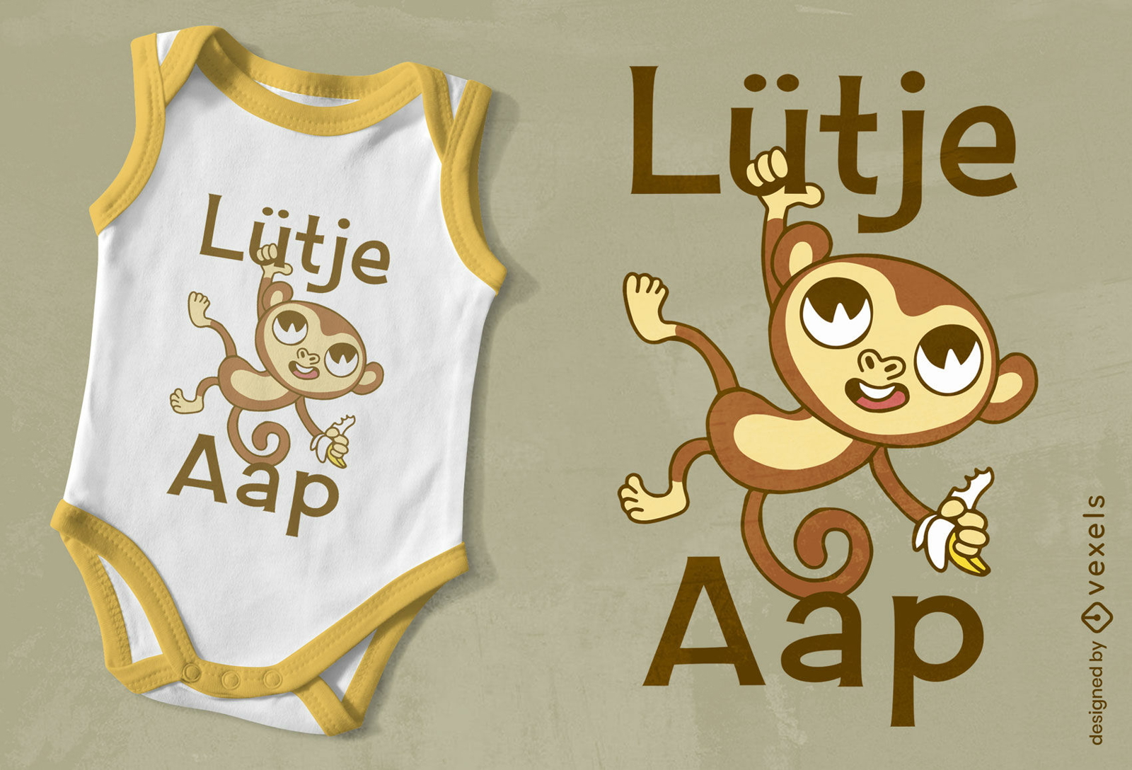 Cute monkey cartoon t-shirt design