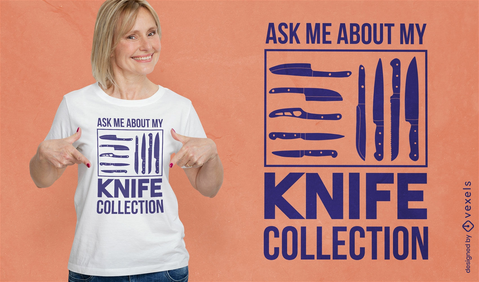 Diseño de camiseta de herramientas de cocina de cuchillos.