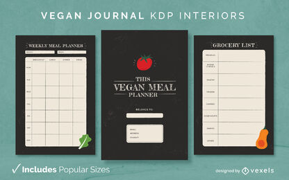 Designvorlage für vegane Mahlzeitenplaner KDP