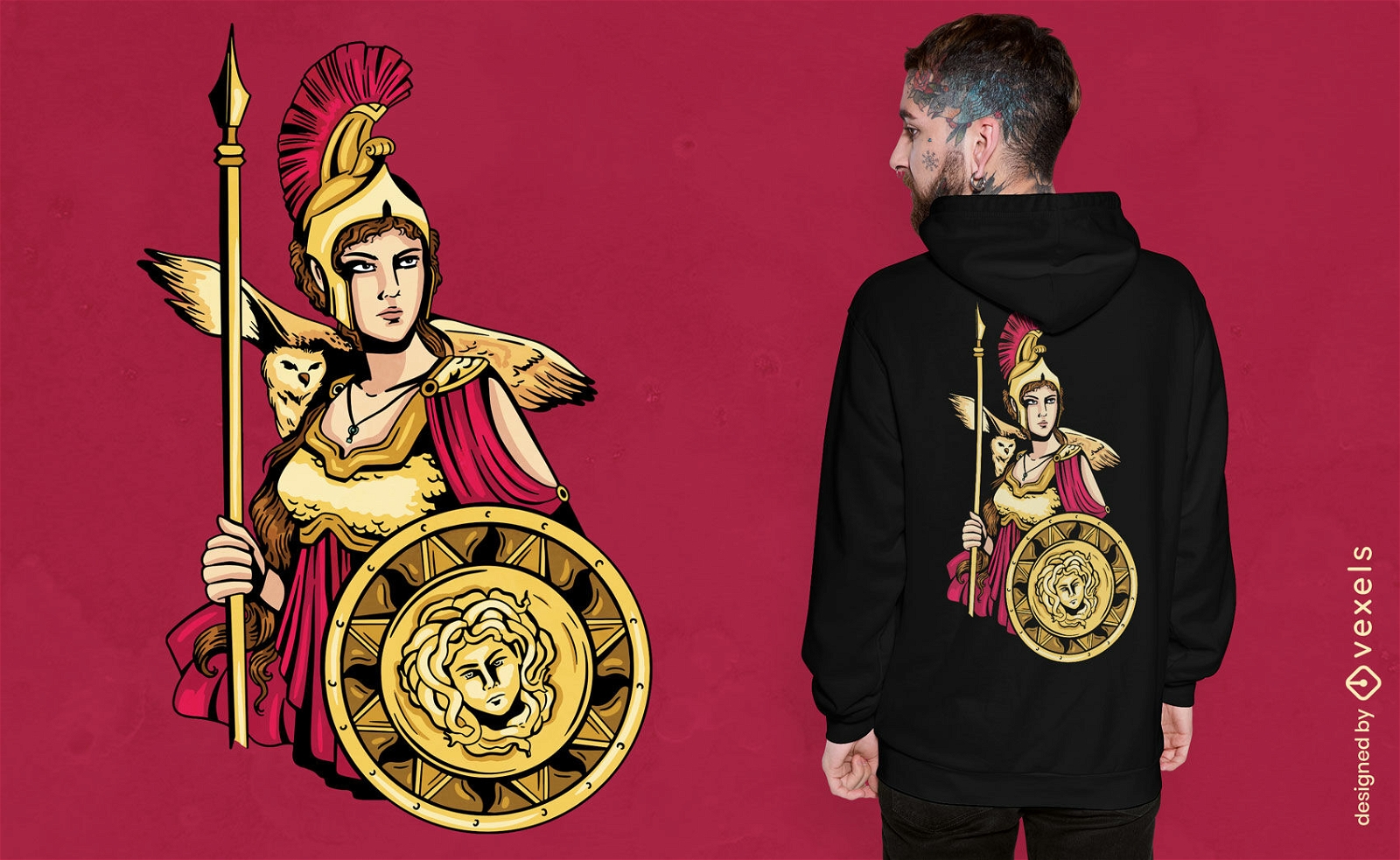 Design de camiseta deusa grega Athena