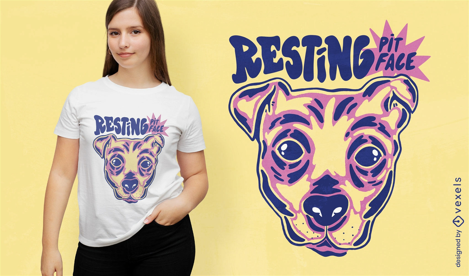 Diseño de camiseta de dibujos animados de animales de perro pitbull