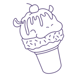 Hippo ice cream stroke character PNG Design Transparent PNG