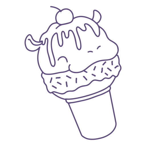 Personaje de trazo de helado de hipopótamo Diseño PNG