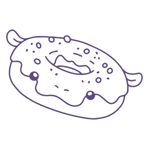 Hippo-Donut-Strich-Charakter PNG-Design