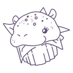 Hippo cupcake stroke character PNG Design