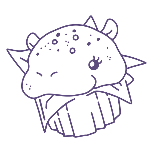 Hippo cupcake stroke character PNG Design