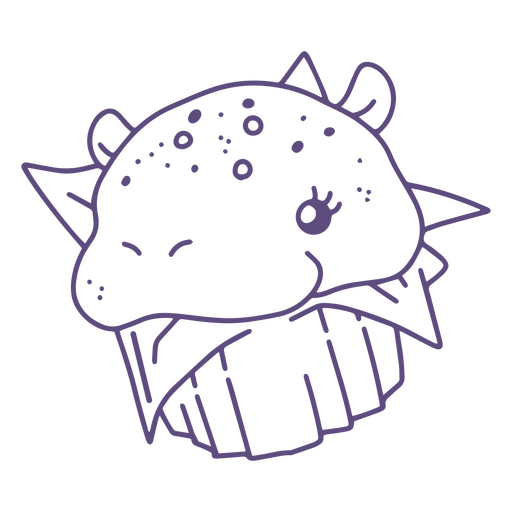 Personagem de traçado de cupcake de hipopótamo Desenho PNG