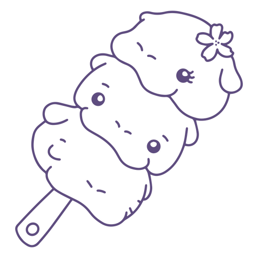 Hippo mochi stroke character PNG Design