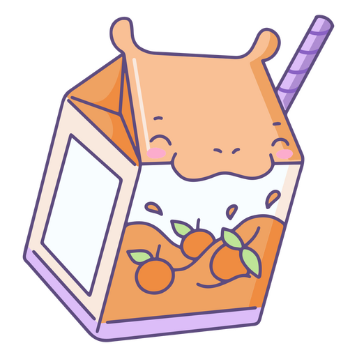 Jugo de hipopótamo personaje kawaii Diseño PNG