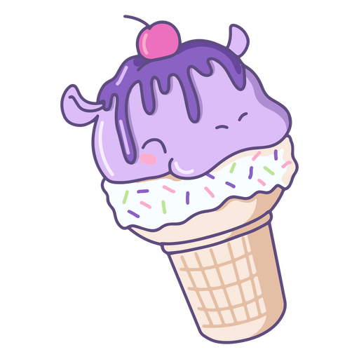 Personaje kawaii de helado de hipopótamo