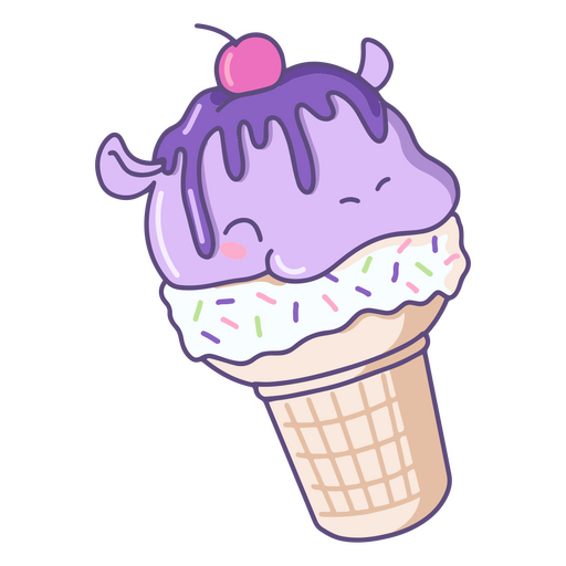 Personaje kawaii de helado de hipopótamo Diseño PNG