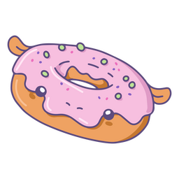 Hippo donut kawaii character PNG Design