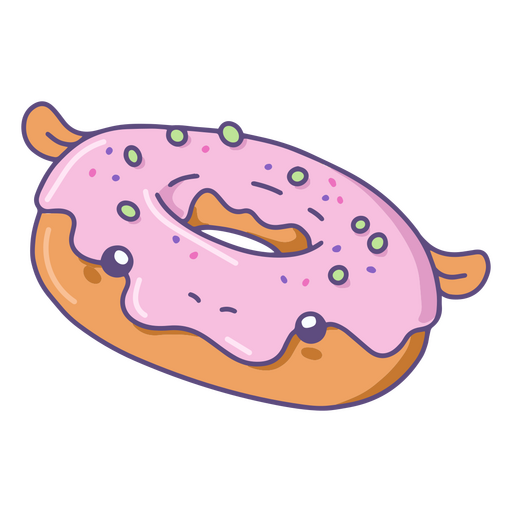 Carácter kawaii donut hipopótamo Diseño PNG