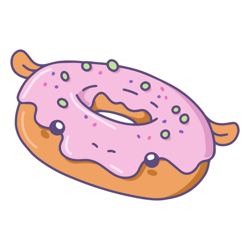 Hippo donut kawaii character PNG Design