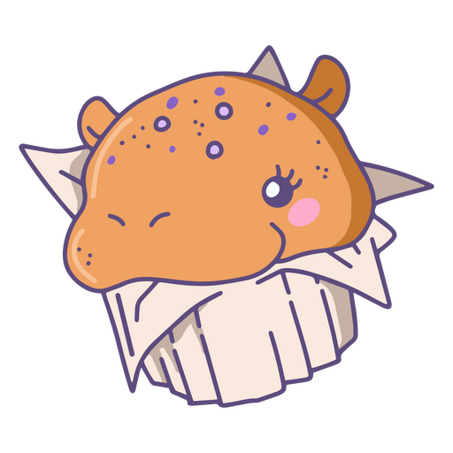 Personagem kawaii de cupcake de hipopótamo Desenho PNG