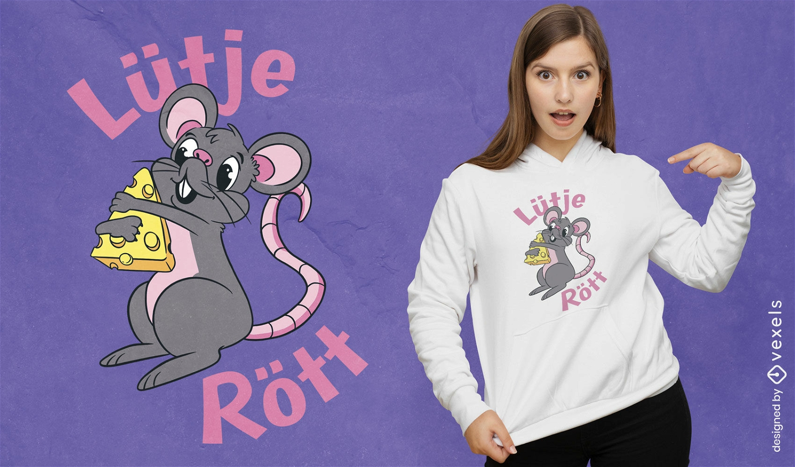 Design de camiseta de desenho animado de rato