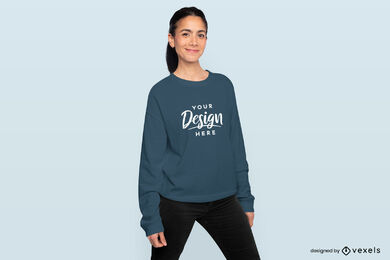 Maqueta de sudadera con cola de caballo modelo femenina